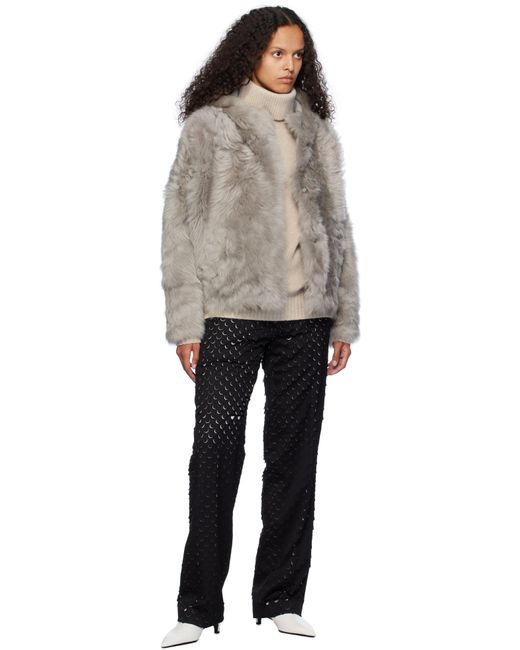 Yves Salomon Brown Hooded Shearling Jacket