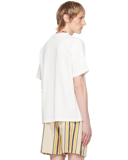 T-shirt blanc à poche à image e brodée Bode pour homme en coloris White