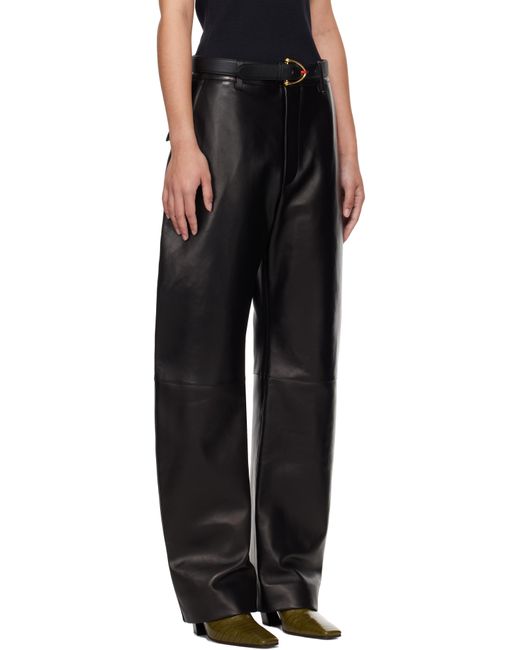 Bottega Veneta Black Rounded Leg Leather Pants
