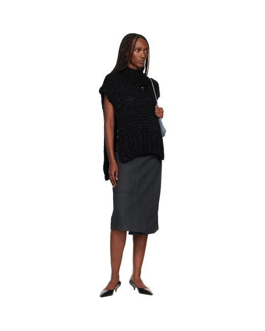 Issey Miyake Black November Silk Mohair Hand-Knit Vest