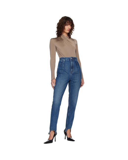 Mugler Blue Denim Cigarette Stirrup Jeans