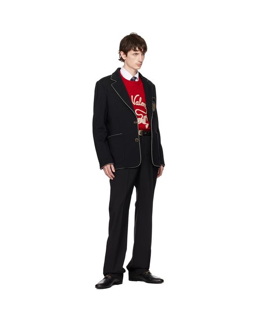 Valentino Red Creased Virgin Wool Trousers for men