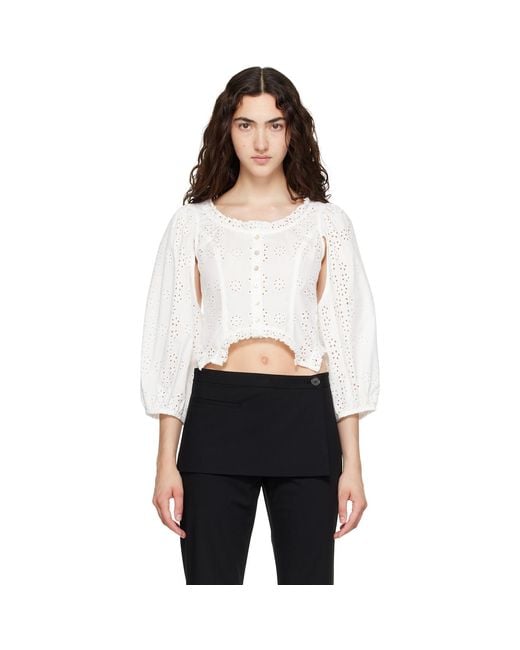 Sandy Liang White Palisade Blouse
