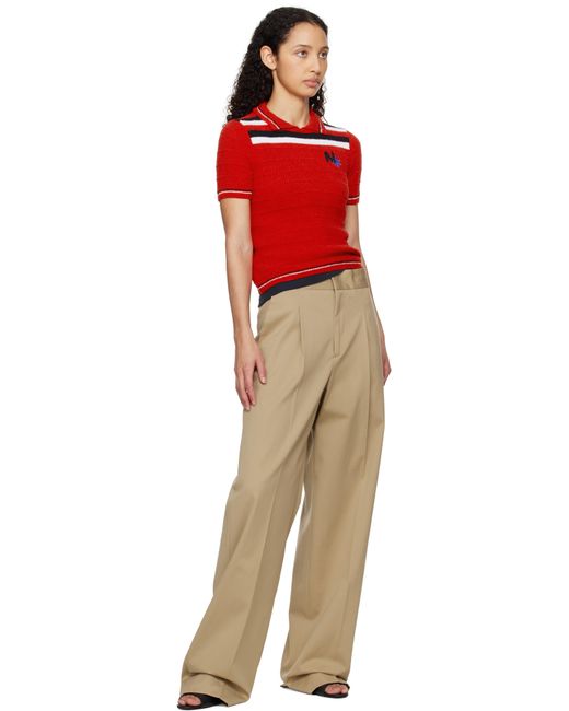 MSGM ベージュ ファイユ タックパンツ Black