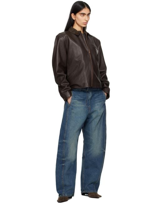Magda Butrym Blue Belted Loose Leg Jeans