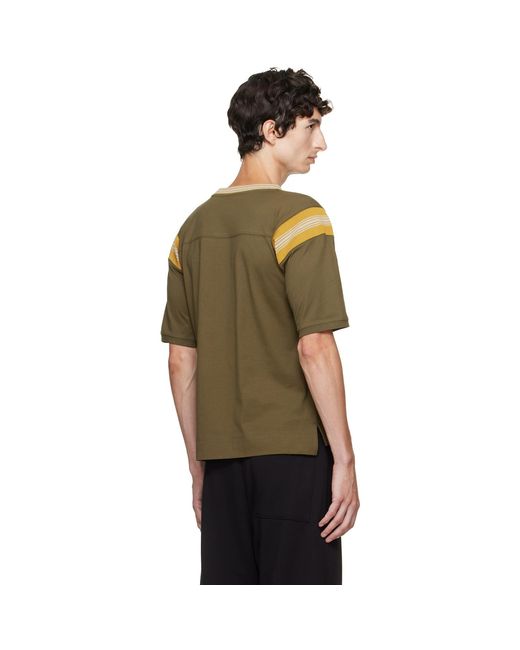 Dries Van Noten Green Khaki Striped T-Shirt for men