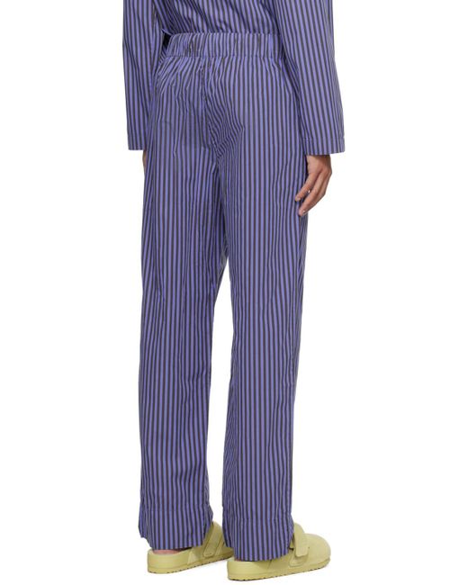 Pantalon de pyjama bleu et brun à cordon coulissant Tekla pour homme en coloris Blue