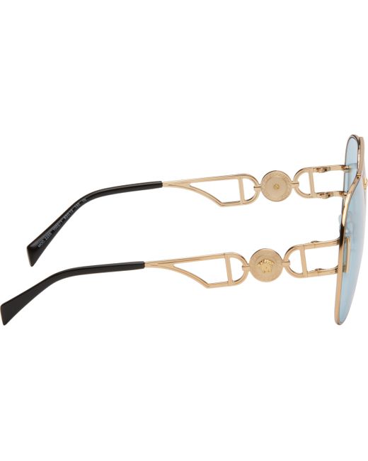 Lunettes De Soleil Aviateur Dorées À Ferrures À Logo Medusa '95 Versace en coloris Black