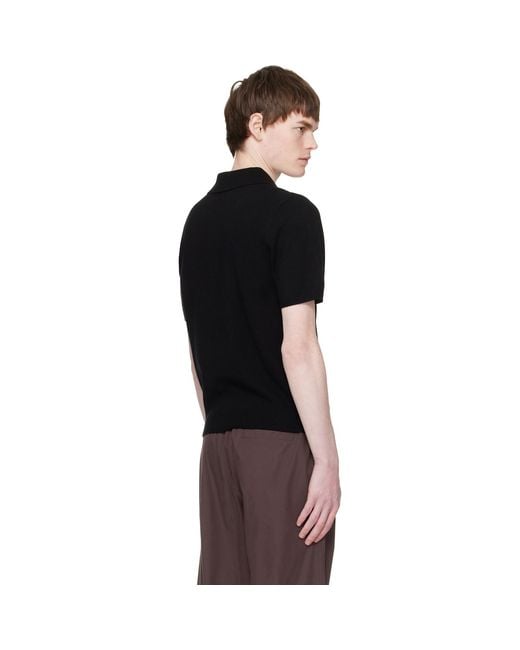 Entire studios Black Short Sleeve Knit Polo for men