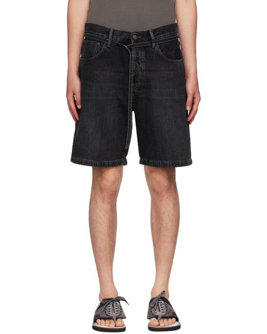 Acne Black Loose-Fit Denim Shorts for men