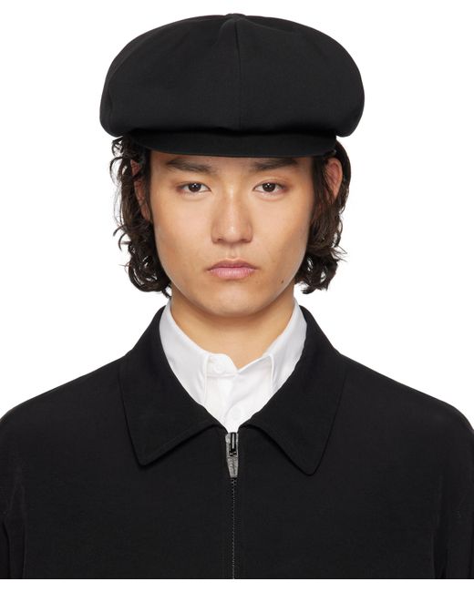 Yohji Yamamoto Black Wool Gabardine Cap for men