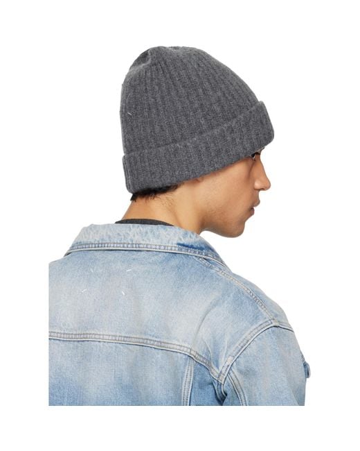 Maison Margiela Blue Ribbed Beanie for men
