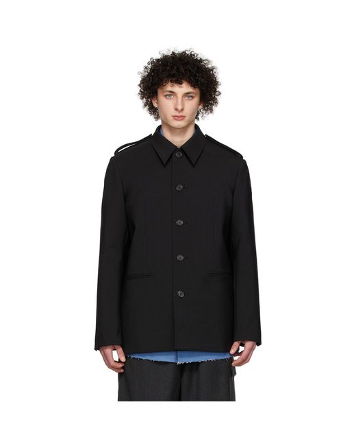 we11done Black Regular Collar Jacket for men