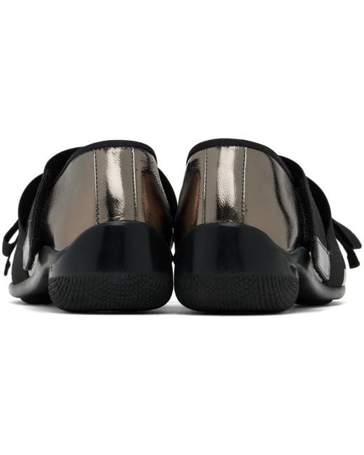 OPEN YY Gunmetal Cross Band Ballerina Flats in Black | Lyst UK