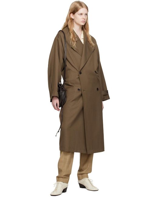 Lemaire Black Brown Double-breasted Trench Coat