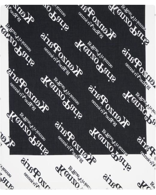 Écharpe noir et blanc à motif à logo KENZO pour homme en coloris Black