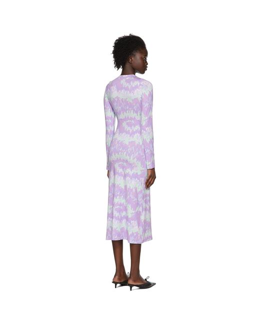 ROKH Black Purple Polyester Mid-length Dress