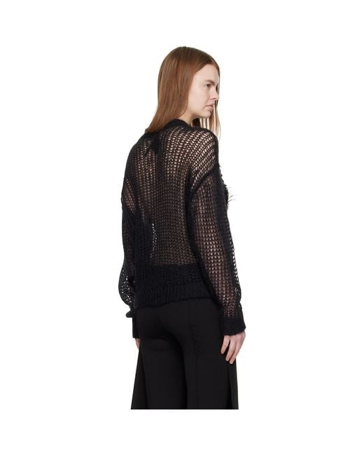 The Attico Black Light Mohair Feather Sweater