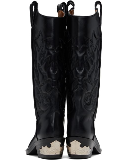 Toga Black Leather Tall Boots