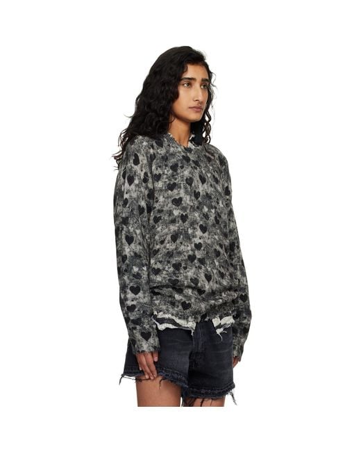 R13 Black Printed Boyfriend Sweater