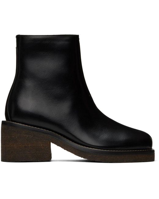 Lemaire Leather Piped Ankle Boots in Black | Lyst