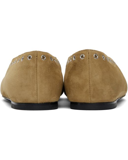 Totême  Black Tan Suede Lace-Up Ballerina Flats