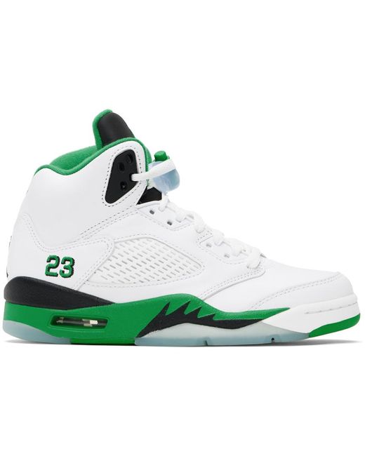 Baskets rétro air jordan 5 blanc et vert Nike en coloris Green