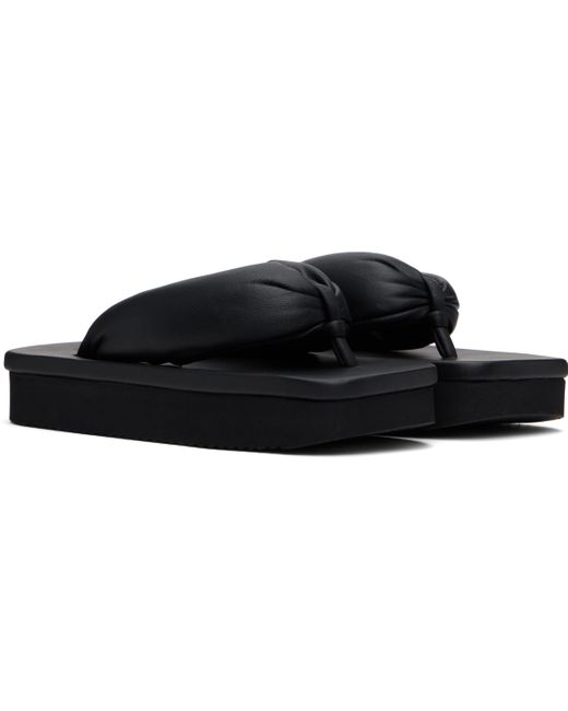Tongs Noires En Cuir D'Agneau Aspect Peau De Pêche Rick Owens en coloris Black