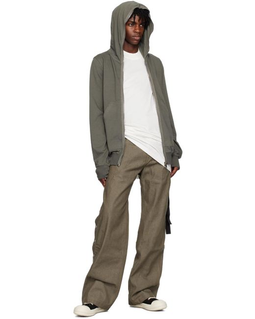 Rick Owens Black Gray Garment-dyed Hoodie for men