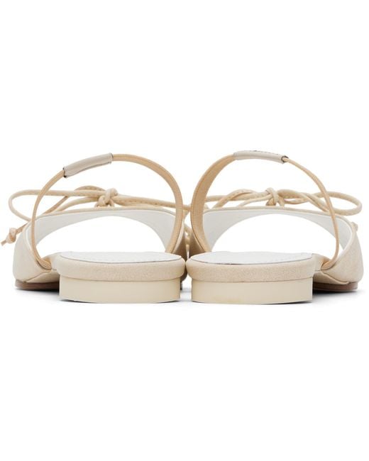 MM6 by Maison Margiela Black Off- Bow-Detailed Leather Slingback Sandals