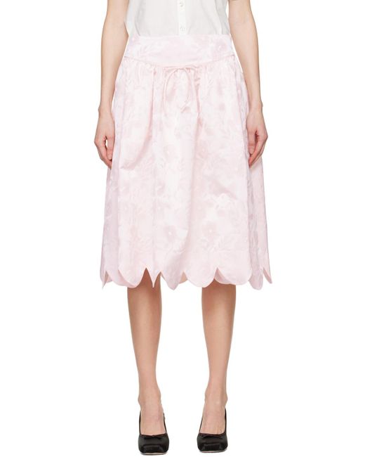 Sandy Liang Pink Greta Midi Skirt