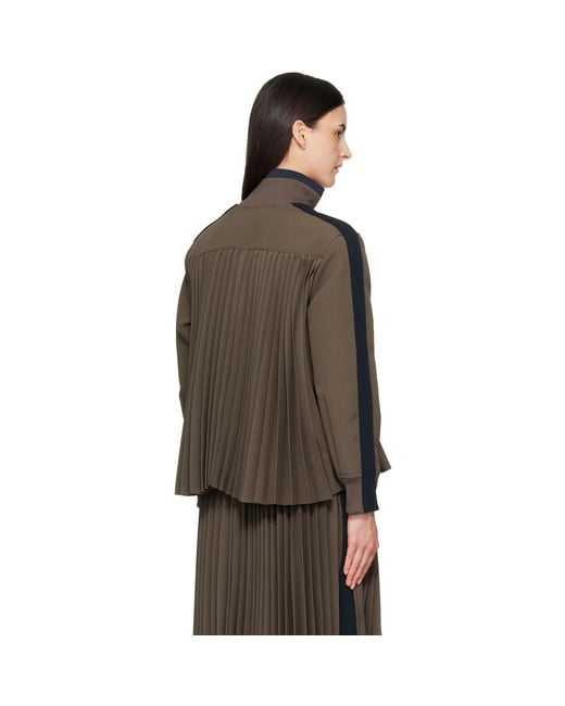 Sacai Brown Taupe Matelasse Twill Blouson Sweatshirt