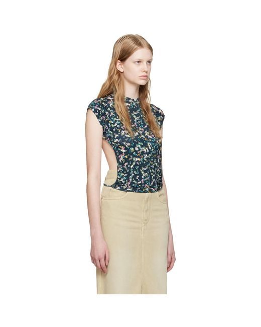 Isabel Marant Blue Pattern Backless T-Shirt