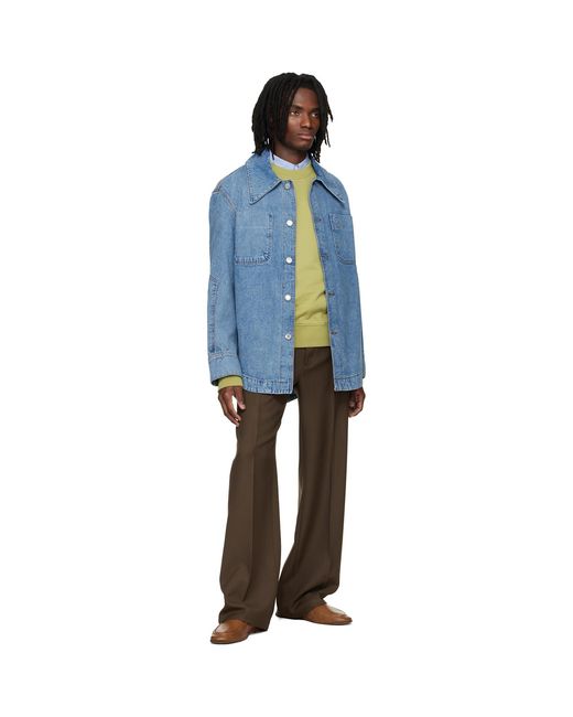 AMI Blue Cotton Ami De Coeur Denim Worker Jacket for men