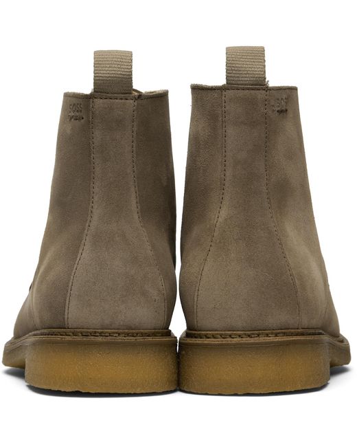 Boss Black Suede Crepe-Outsole Half Boots for men