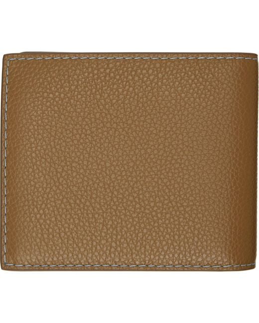 Marni Brown Khaki Contrast Stitching Leather Bifold Wallet for men