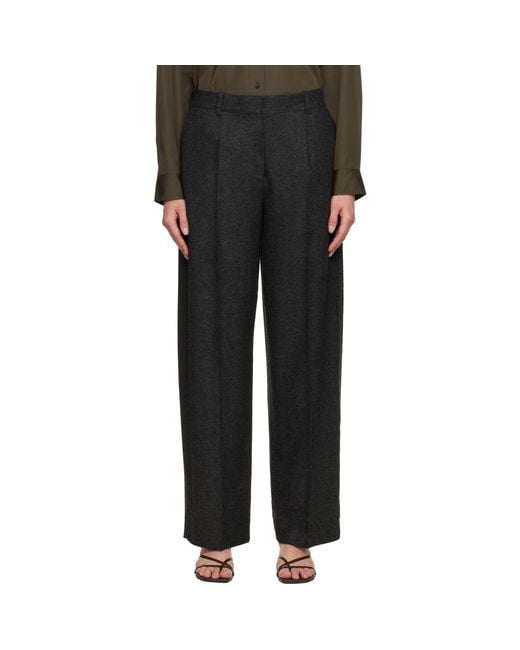 Totême Black Wide Flannel Trousers