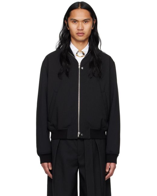 Jil Sander Black Zip Bomber Jacket for men