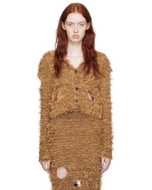 Acne Studios Tan Hairy Cardigan | Lyst