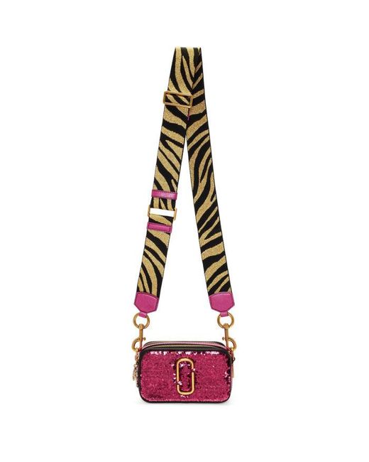 Marc Jacobs Pink Sequin And Zebra Small Snapshot Bag