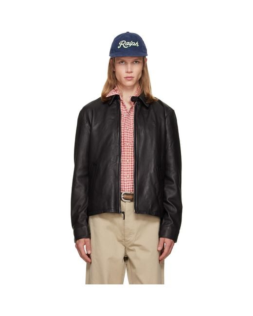 Polo Ralph Lauren Black 'The Bayville' Leather Jacket for men