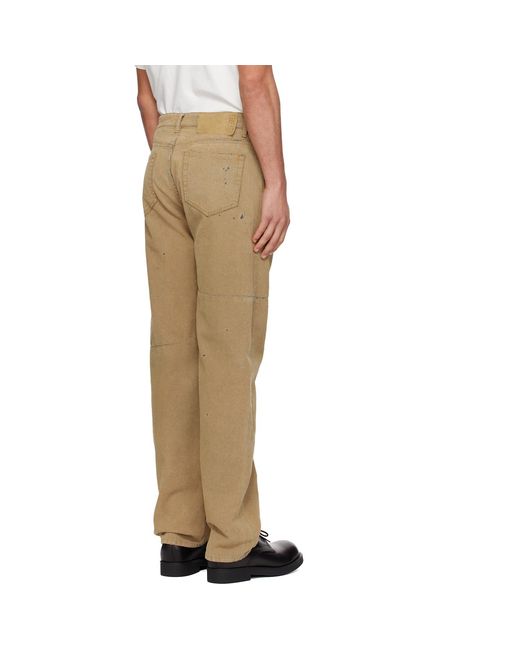 MM6 by Maison Margiela Natural Straight-Leg Faux-Suede Jeans for men
