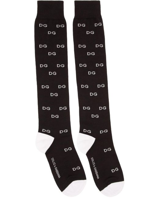 Dolce & Gabbana Black Jacquard Logo Socks for men