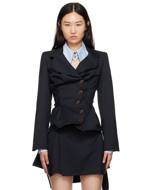 Vivienne Westwood ネイビー Drunken テーラードジャケット Black