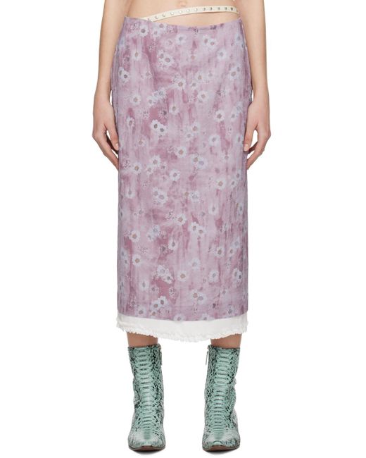 Acne Studios Purple Floral Midi Skirt | Lyst Canada