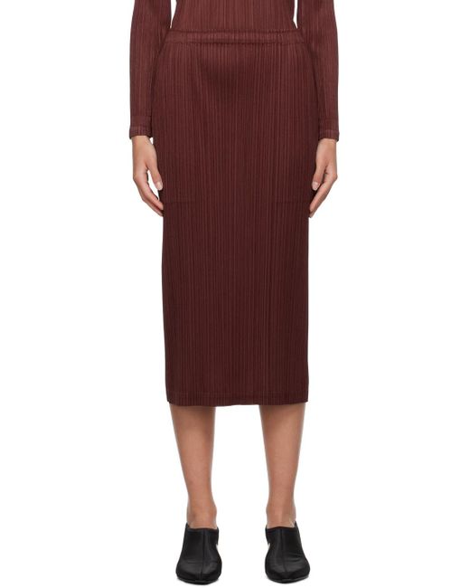 Pleats Please Issey Miyake Red Burgundy Monthly Colors October Maxi Skirt