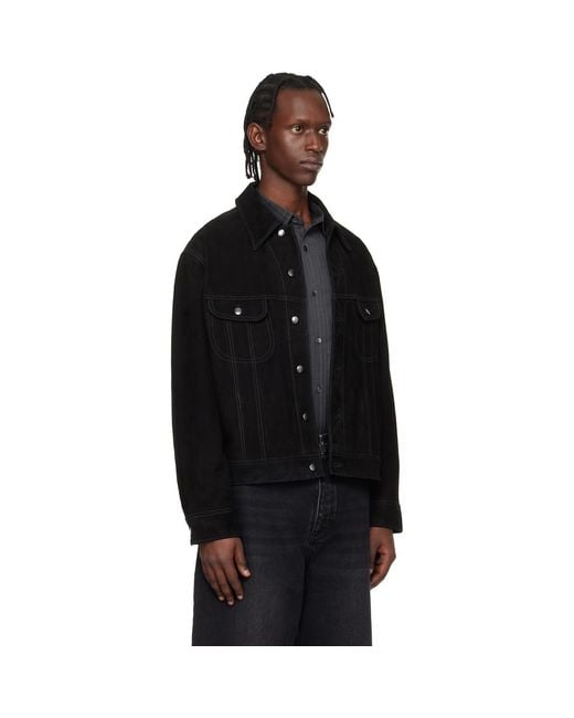Studio Nicholson Black Aaron Levine Edition Boston Suede Jacket for men
