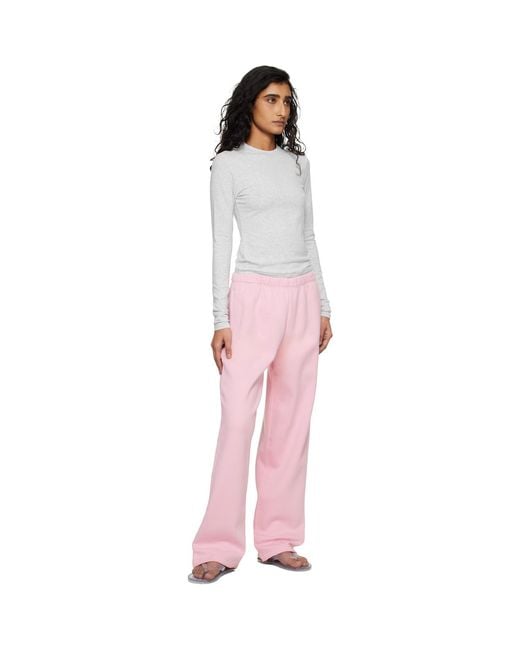 Skims Pink Cotton Fleece Classic Straight Leg Lounge Pants
