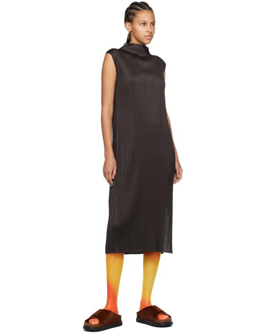 Pleats Please Issey Miyake Black Monthly Colors April Maxi Dress