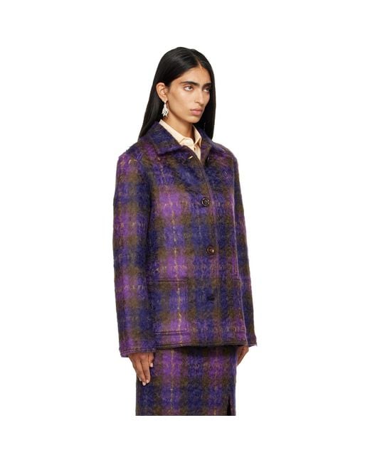 RESCHA Purple Ssense Exclusive Checked Jacket